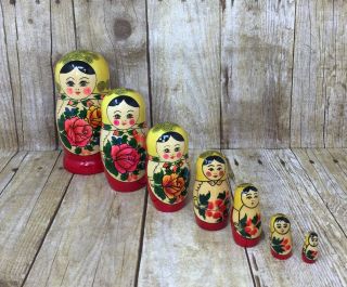 Nesting Dolls Matryoshka Made In Russia Hand Painted Russian Doll Floral Flowers