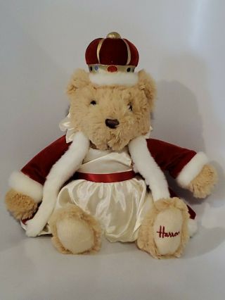 Harrods Knightsbridge Plush Teddy Bear British Crown Christmas 12 "