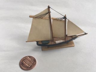 Dollhouse Miniature Artisan Made Wood Sail Ship Model “america”