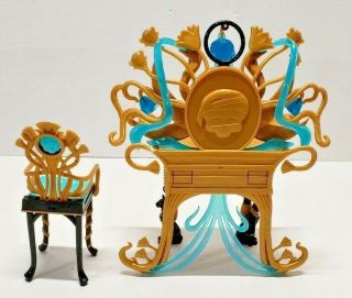 RETIRED MONSTER HIGH DOLL CLEO DE NILE GOLD VANITY CHAIR FURNITURE ACCESSORIES 3