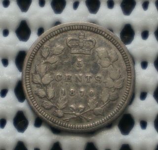 1870 Canada Silver Five Cent Coin ♛ Queen Victoria ♛ Flat Border