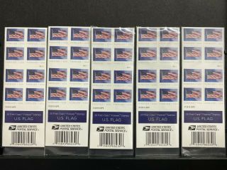 100 Usps Forever Stamps Usa American Flag 5 Booklets Of 20 Each