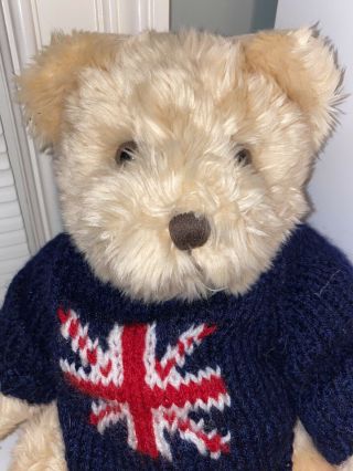 Harrods Teddy Bear Plush Union Jack Blue Sweater - 2