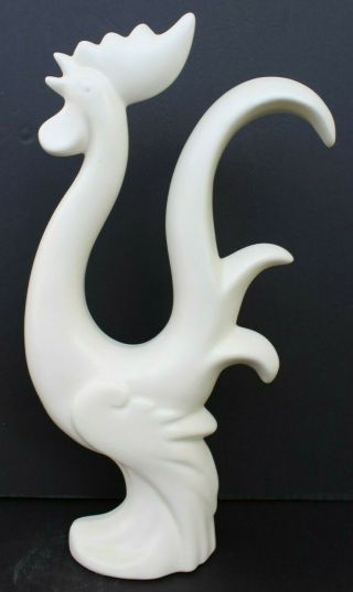 Vtg Mcm California Ca Pottery - White Larger Rooster Animal Figurine 154