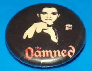 Vintage 25mm Badge Pin The Damned Post Punk Rock Goth Dave Vanian Music Old Band