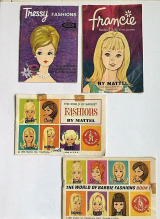 (4) Vintage Mattel World Fashion Booklets 1965 1966 1967 Tressy Francie