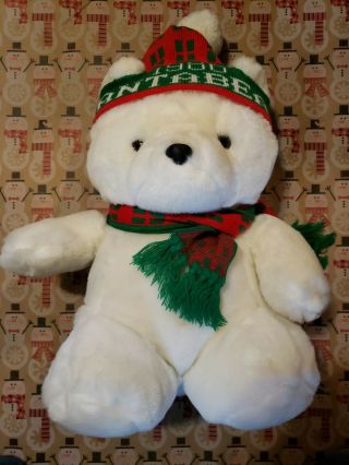 1986 Santa Bear Dayton Hudson Plush Stuffed Animal With Christmas Scarf & Hat