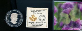2015 $20 Fine Silver Coin - Butterflies of Canada: Colias gigantea MP38 2