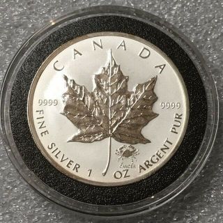 2004 Canada $5 Silver Maple Leaf Cancer Privy Mark 1oz Silver Bullion