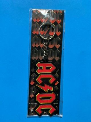 Ac/dc Back In Black Style Logo Rubber Keychain Yellow Red & Black