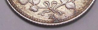 1902h Large Over Small H Five Cents Silver Vf Variation Edward Vii Key Canada 5¢