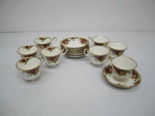 Set 8 Vtg Royal Albert England Bone China Old Country Roses Tea Cups & Saucers