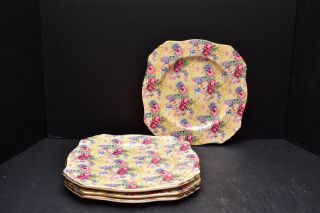 Set Of 4 Royal Winton Welbeck Luncheon Salad Plates Rose Chintz 8.  5 " Wide
