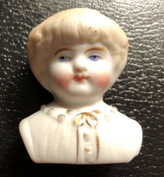 Antique 19th Century Miniature Porcelain Doll Head And Torso