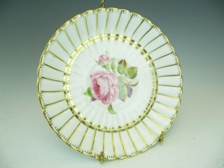 Royal Chelsea Bone China Ribbed Cup & Saucer Large Pink Cabbage Roses 4766A 2