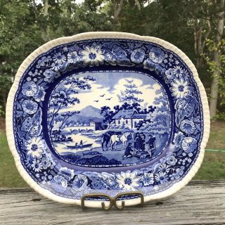 Vintage Flow Blue Staffordshire Pottery Royal Cauldon Platter " Native " England
