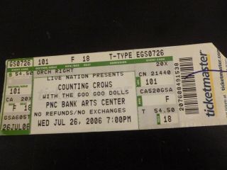 Counting Crows Goo Goo Dolls 2006 Concert Ticket Stub Pnc Bank Arts Center Nj