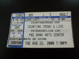 Counting Crows With The Band Live 2000 Concert Ticket Stub Pnc Nj