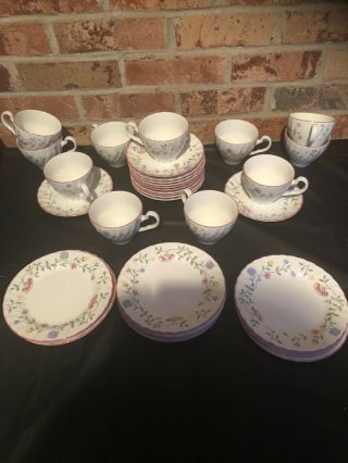 Johnson Brothers England Summer Chintz Cup,  Saucers And Bread Plates
