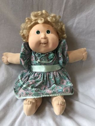 Cabbage Patch Kids Doll With Growing Hair 1987 Blonde Tooth Clothes Green Eyes