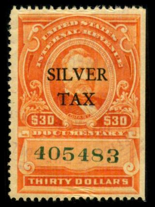 Rg19 Revenue Silver Tax $30 Grant Overprint Creases $75 See Photos B - 546