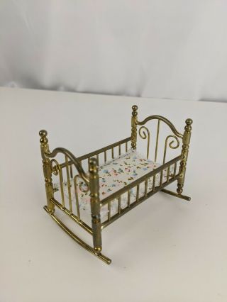 Dollhouse 1:12 Miniature Brass Crib With Nursery Toys Us Based Fast Ship