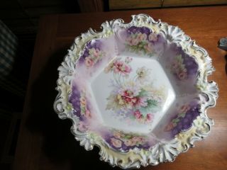 Stunning Antique Rare Shape R S Prussia Lilac Cabinet Bowl A Beauty