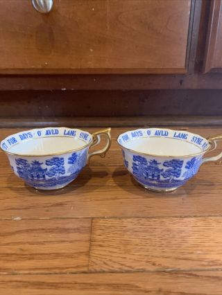 Copeland China England - Tiffany & Co.  - Blue Willow Auld Lang Syne Cups