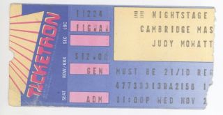 Judy Mowatt 1980s Boston Area Ticket Stub Cambridge Ma Nightstage Bob Marley
