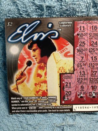 Vintage 2001 Elvis Presley California Lottery Ticket " Aloha From Hawaii "