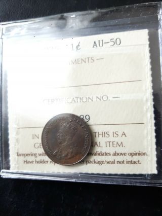 Canada 1925 Small Cent Iccs - Au - 50 (scarce Key Date) (low Mintage Year)