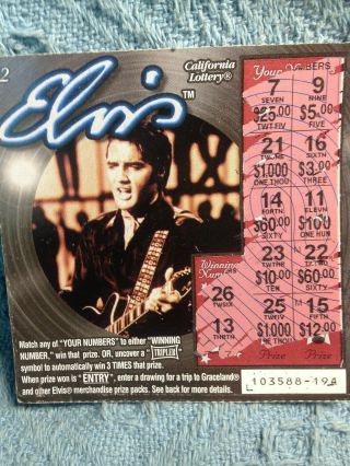 Vintage 2001 Elvis Presley California Lottery Ticket " 