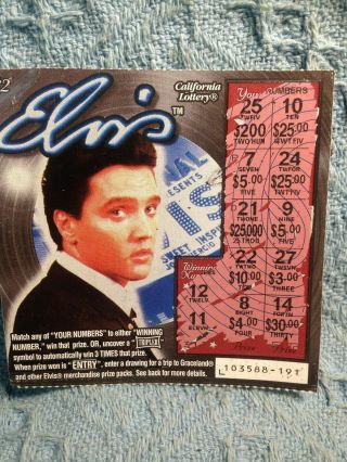 Vintage 2001 Elvis Presley California Lottery Ticket 2