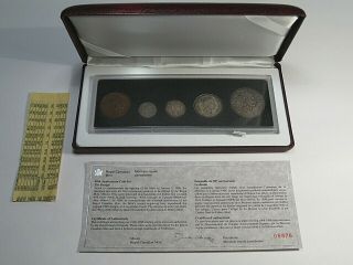 Rcm Royal Canadian 1908 - 1998 5 Coin Silver Proof Set Toned Case &.  50