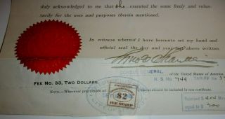 1909 Us Mexico City Consular Service Fee Revenue Stamp Document Insurance 774
