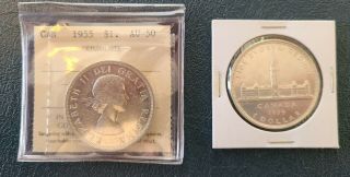 Canada $1 Silver - Canadian - Iccs 1955 Au - 50 - 1939 Raw (111)
