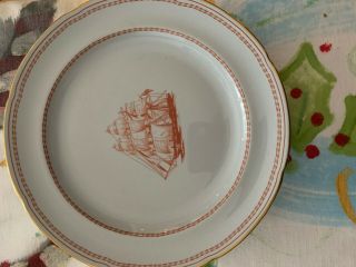 7 Spode Trade Winds Red 7 7/8 " Salad Plates.  All 7 For $99