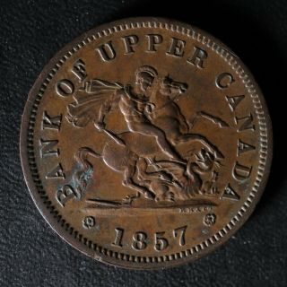 Pc - 6d One Penny 1857 Token Bank Of Upper Canada Breton 719