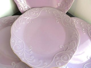 Set Four (4) Lenox American By Design French Perle Violet Purple Dinner Plates
