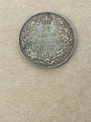 Canada Canadian Quarter 25 Cents 1918 Almost Uncirculated Scarce