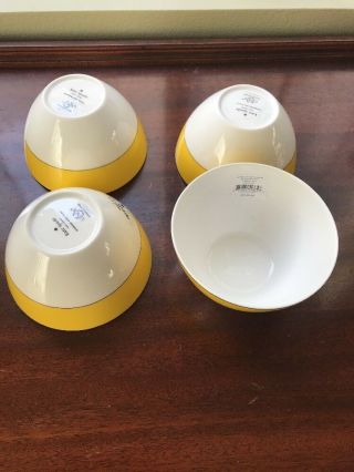 Kate Spade Lenox Rutherford Circle Bowls - Set Of 4 - Yellow - 6.  75 " - Nwt