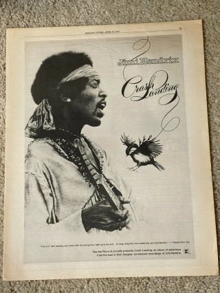Jimi Hendrix 1975 Ad/poster Lp/album " Crash Landing " Reprise 11 " X13.  5 "