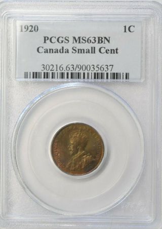Canada 1920 Small Cent Pcgs Ms - 63