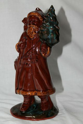 Ned Foltz Pottery Redware Santa Claus Belsnickel With Green Tree 1992 Brownware