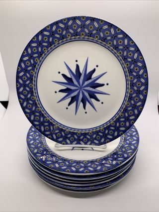Casual Victoria & Beale Williamsburg Salad Plate Blue Geometric Compass Rose 7