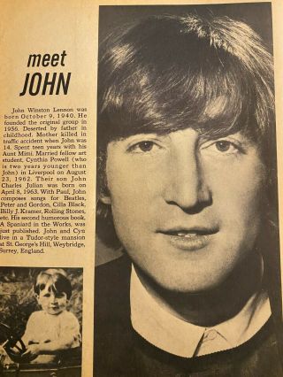 John Lennon,  The Beatles,  Full Page Vintage Clipping