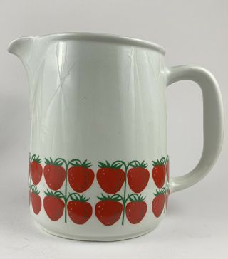 Vintage 1960’s Arabia Finland 12 - 65 Strawberry Pitcher Carafe 6”