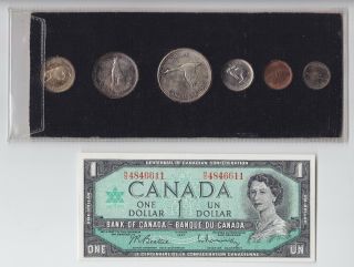 1967 Canada Centennial Coin Set In Holder With $1 Bank Note