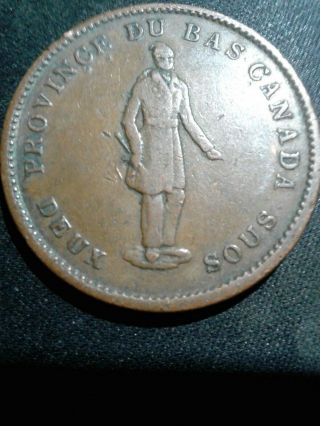 1837 Lower Canada Quebec Bank One Penny Deux Sous Token Province Du Bas