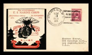 Dr Jim Stamps Us Marine Corps Anniversary Armistice Day Cover 1936 Shanghai